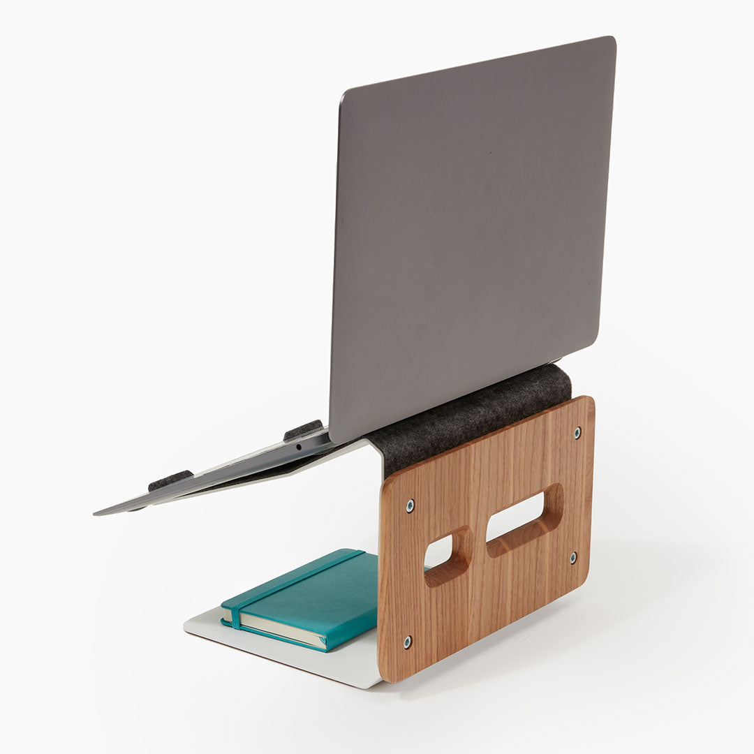 Wood laptop holder for desk