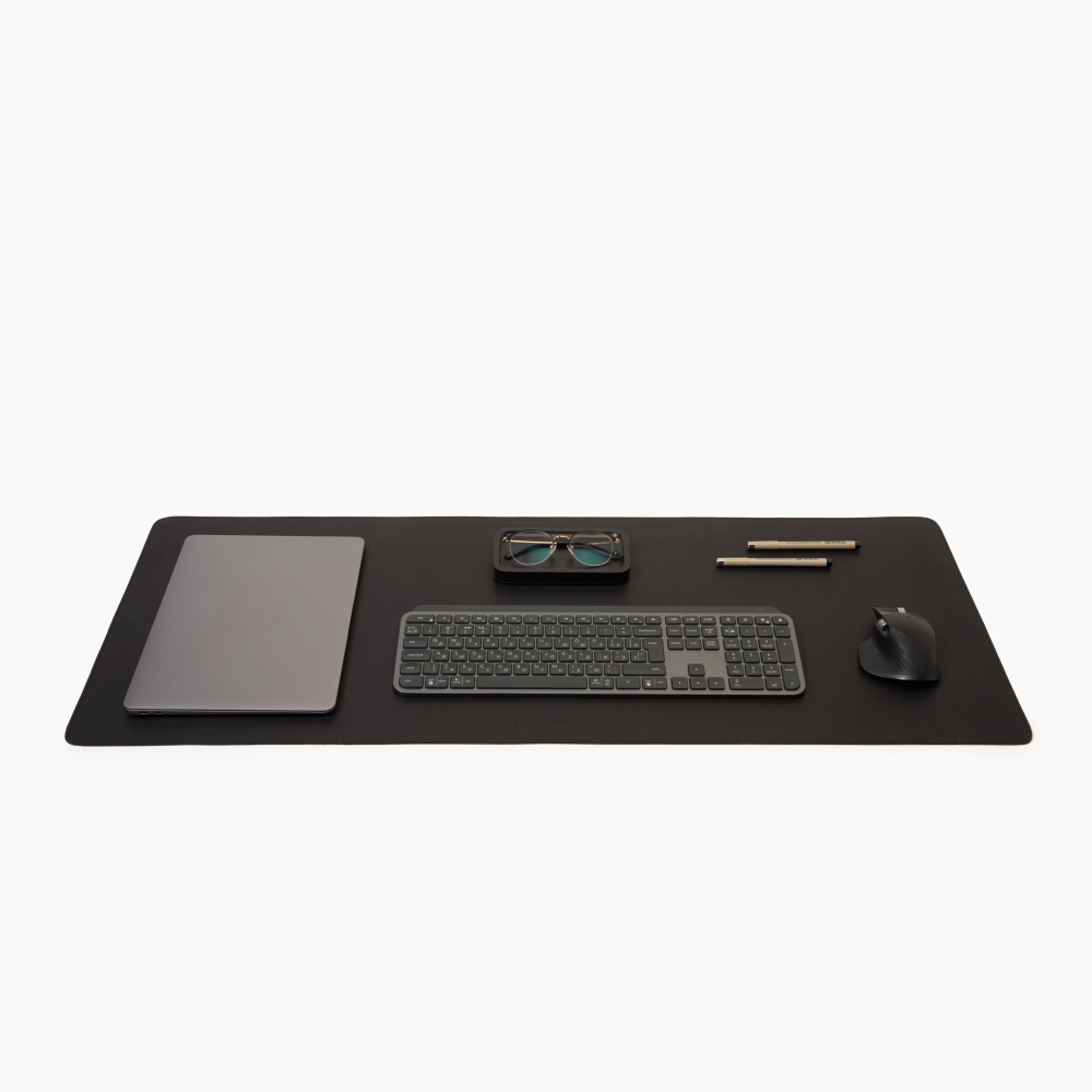 Black leather desk pad